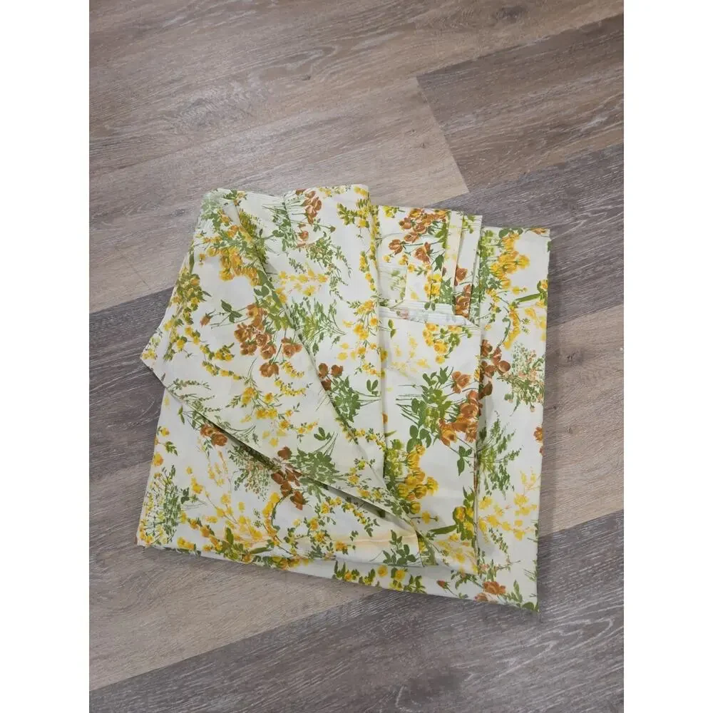 Pair Vintage Cannon Floral Full Size Sheet Sunflower Flowers Royal‎ Family